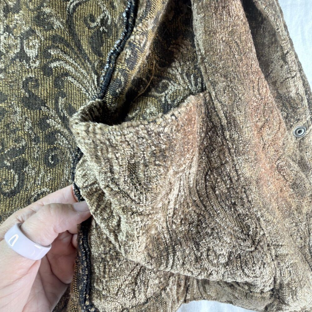 vintage 90s crafted with love tapestry chenille jacket medium bronze brown - Picture 7 of 11